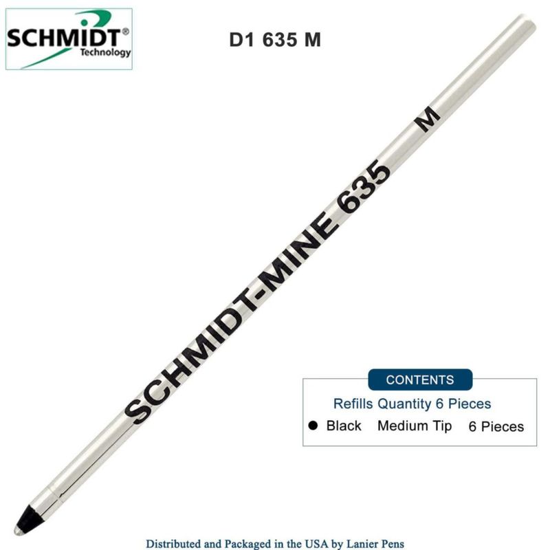 Recarga de bolígrafo SCHMIDT 635 Mini Ball paquete de 5 tinta negra
