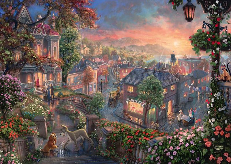 Rompecabezas Schmidt Thomas Kinkade La Dama y el Vagabundo 1000 piezas
