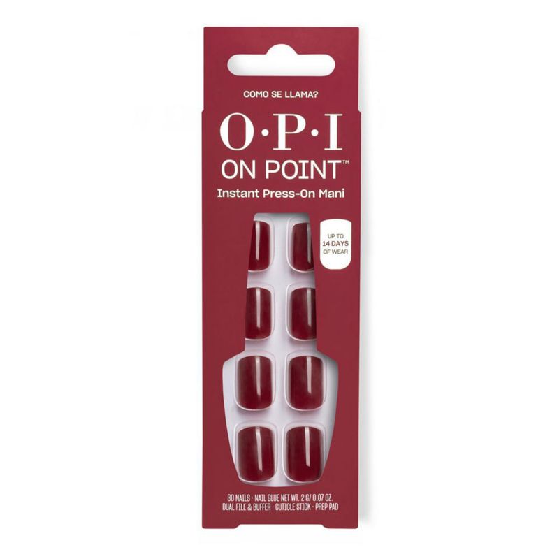 Uñas postizas OPI Como se Llama? Rojo oscuro intenso