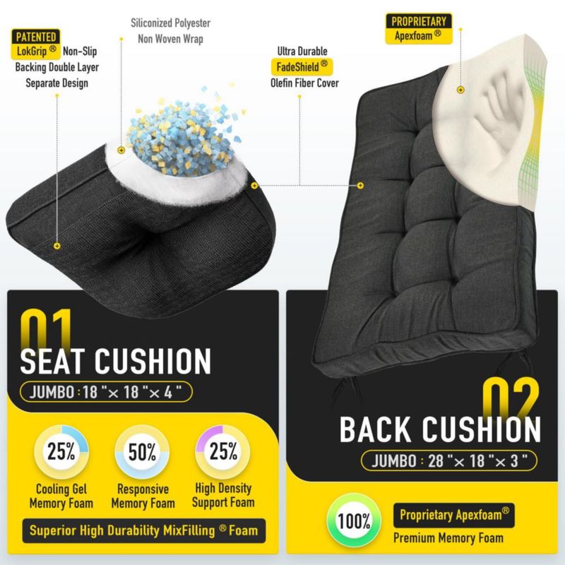 Almohada SUNROX 71 cm/46 cm Conjunto de Cojines para Silla Mecedora