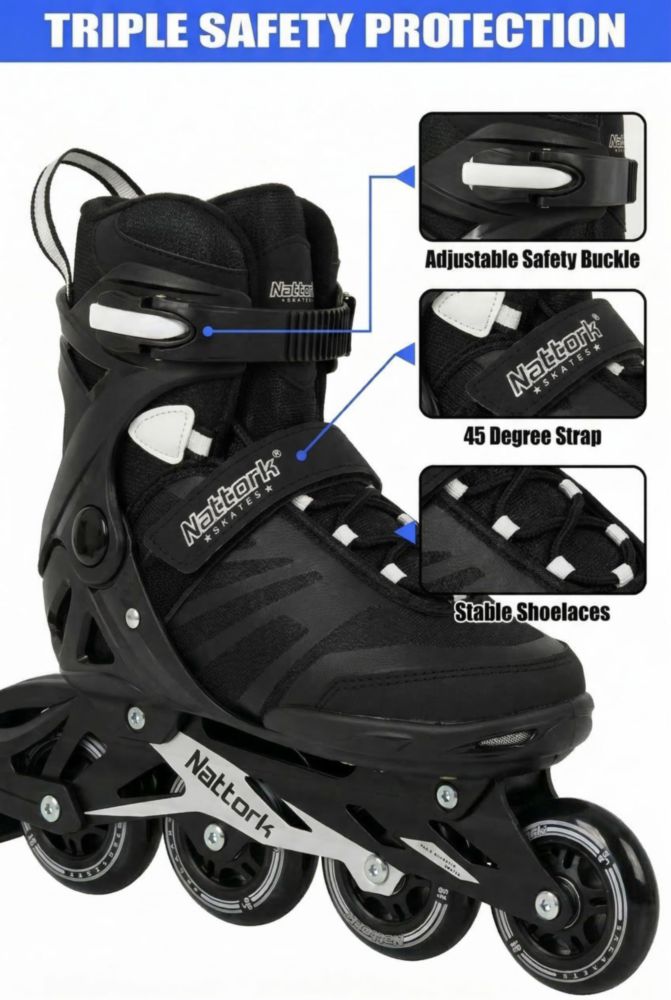 Patines en línea Nattork talla 12 negro de malla