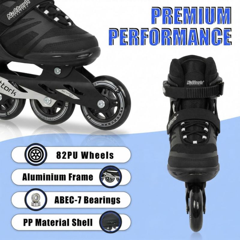 Patines en línea Nattork talla 12 negro de malla