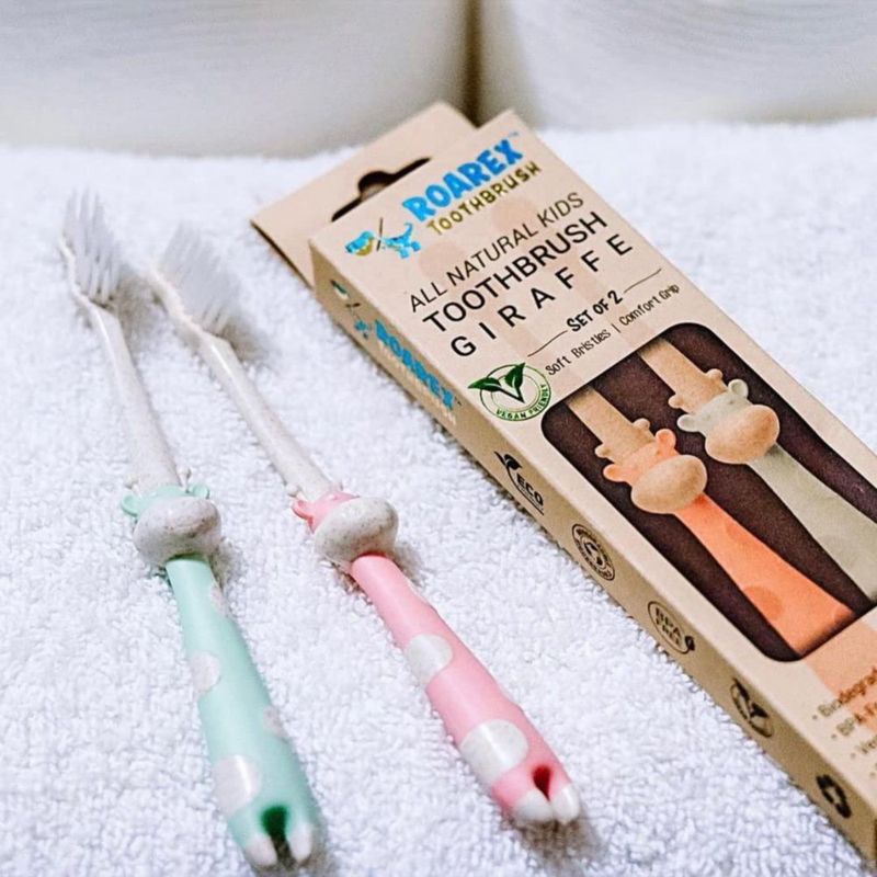 Cepillo de dientes vegano ANPEI ROARex con forma de jirafa - paquete de 2