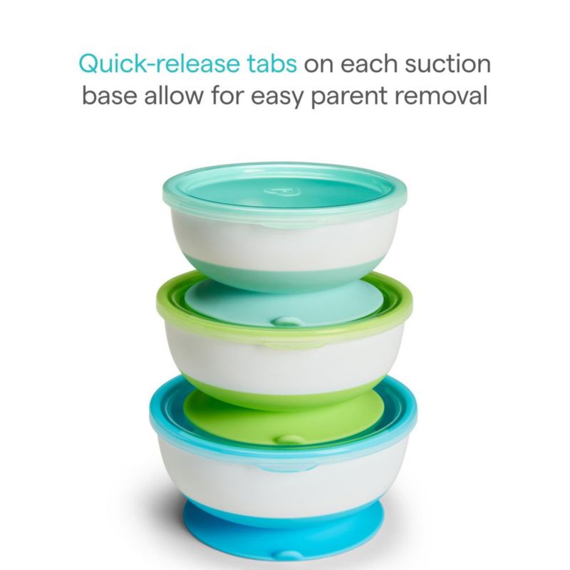 Tazones para bebé Munchkin 3‑pack azul/verde con tapas