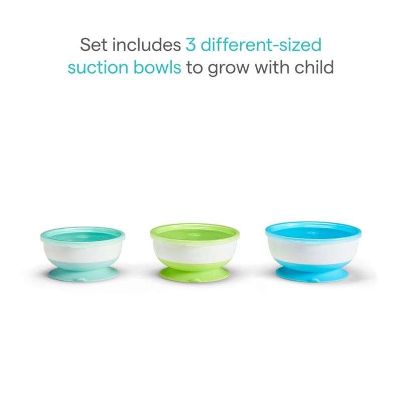 Tazones para bebé Munchkin 3‑pack azul/verde con tapas