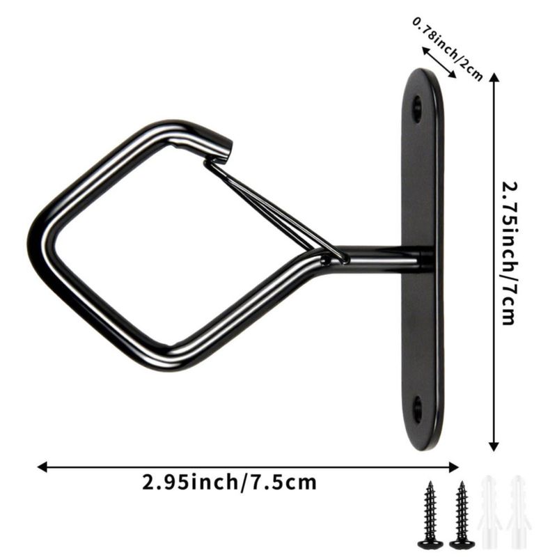Ganchos de techo Emiluil 75 cm negro juego de 3 con seguridad