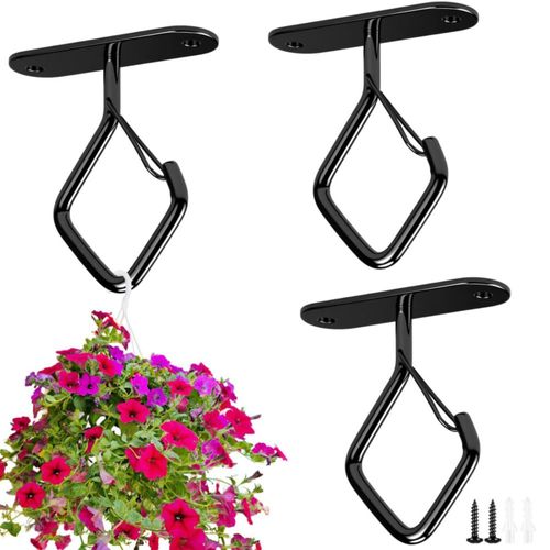 Ganchos de techo Emiluil 75 cm negro juego de 3 con seguridad