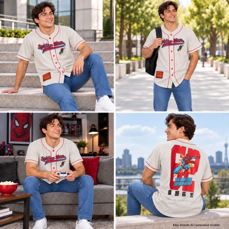 CAMISETA Marvel Spiderman - Jersey de Béisbol de Moda