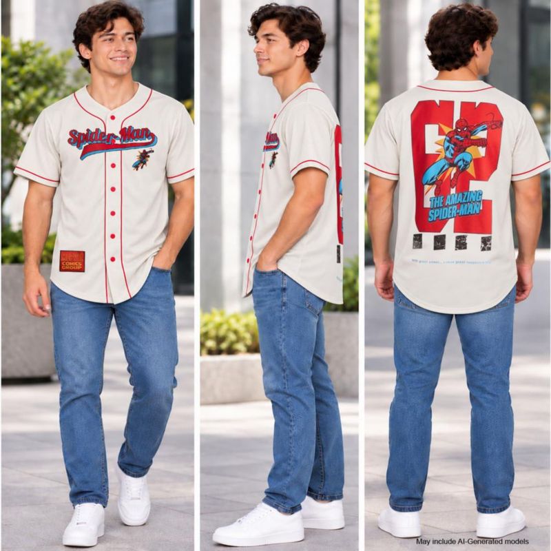 CAMISETA Marvel Spiderman - Jersey de Béisbol de Moda
