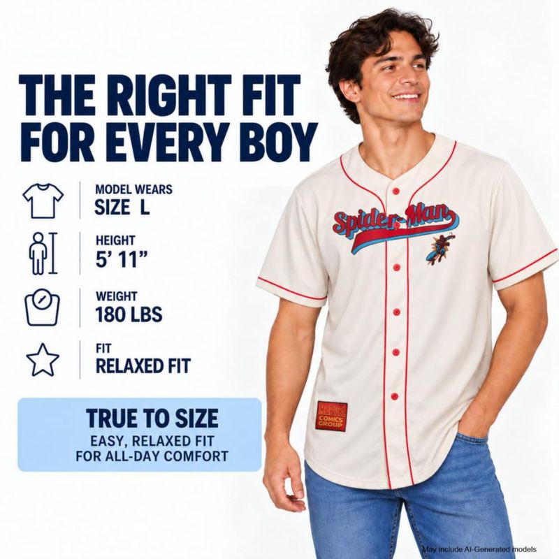 CAMISETA Marvel Spiderman - Jersey de Béisbol de Moda