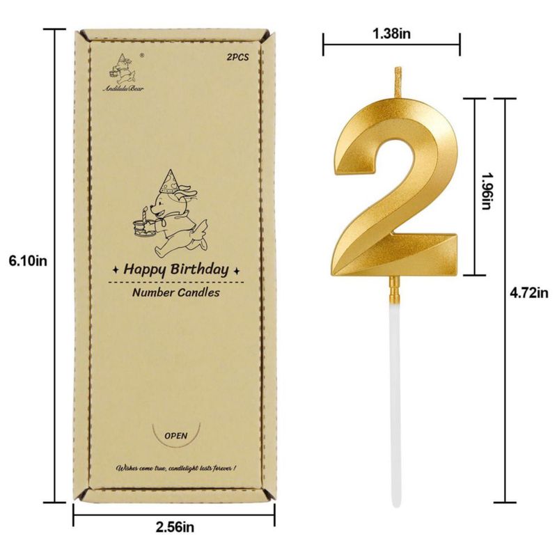 Velas de Cumpleaños AndiluluBear 5 cm Número 29 Dorado Champán