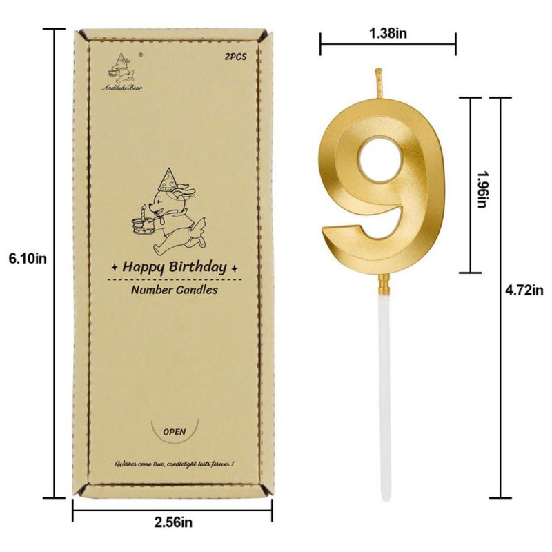 Velas de Cumpleaños AndiluluBear 5 cm Número 29 Dorado Champán