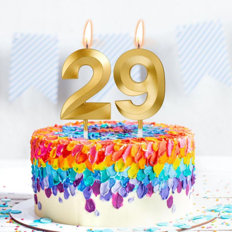 Velas de Cumpleaños AndiluluBear 5 cm Número 29 Dorado Champán