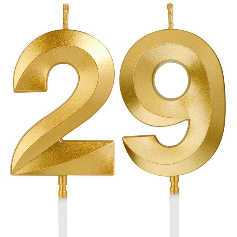 Velas de Cumpleaños AndiluluBear 5 cm Número 29 Dorado Champán