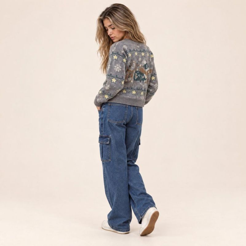 Suéter Navideño Oversized Gris Jaspeado Para Mujer Forever 21