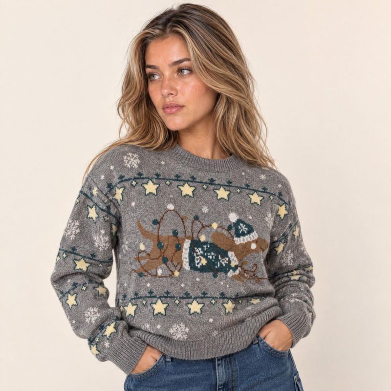 Suéter Navideño Oversized Gris Jaspeado Para Mujer Forever 21