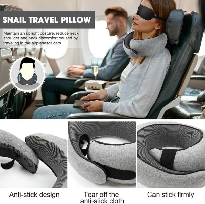 Almohada de viaje WEIRSUN de espuma de memoria con envoltura para el mentón