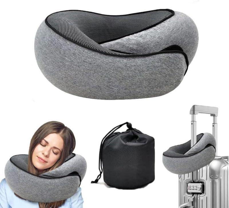 Almohada de viaje WEIRSUN de espuma de memoria con envoltura para el mentón
