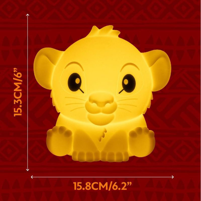 Lámpara de Silicona SquishyGlo Simba de El Rey León Producto Oficial con Licencia Disney para Niños y Adolescentes Sin Cables y Recargable Decoración