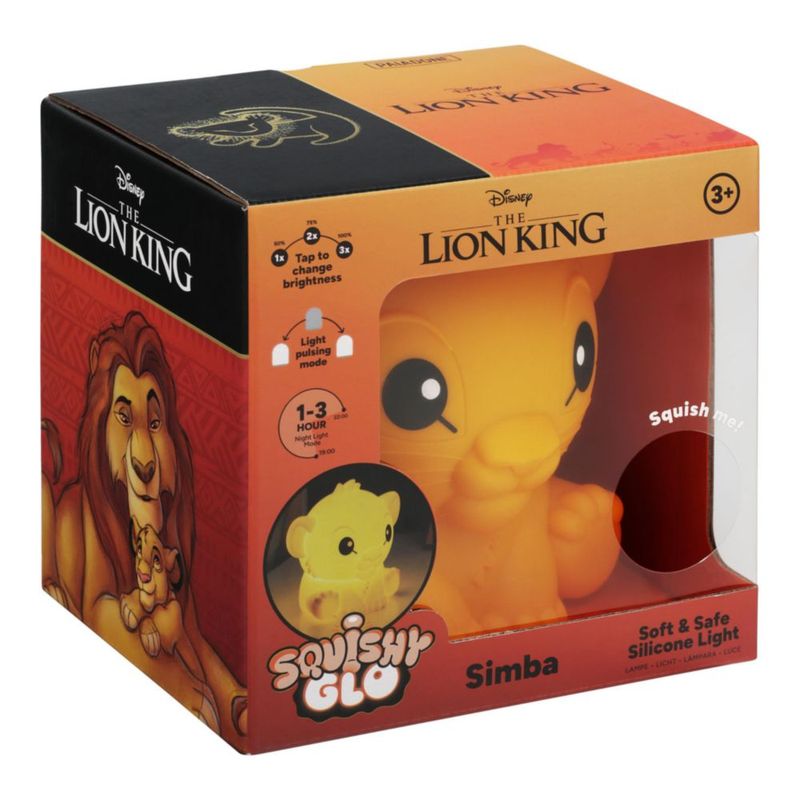 Lámpara de Silicona SquishyGlo Simba de El Rey León Producto Oficial con Licencia Disney para Niños y Adolescentes Sin Cables y Recargable Decoración