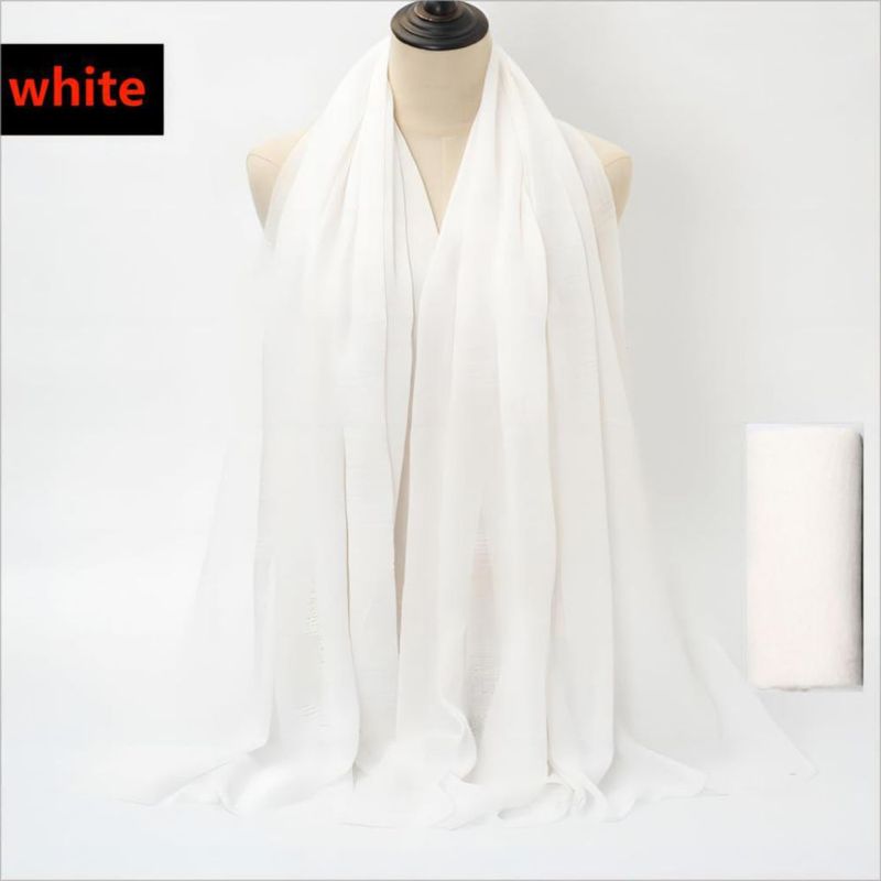Bufanda guiyal de algodón 178 cm x 89 cm blanca arrugada