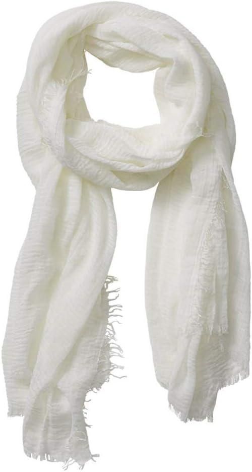 Bufanda guiyal de algodón 178 cm x 89 cm blanca arrugada