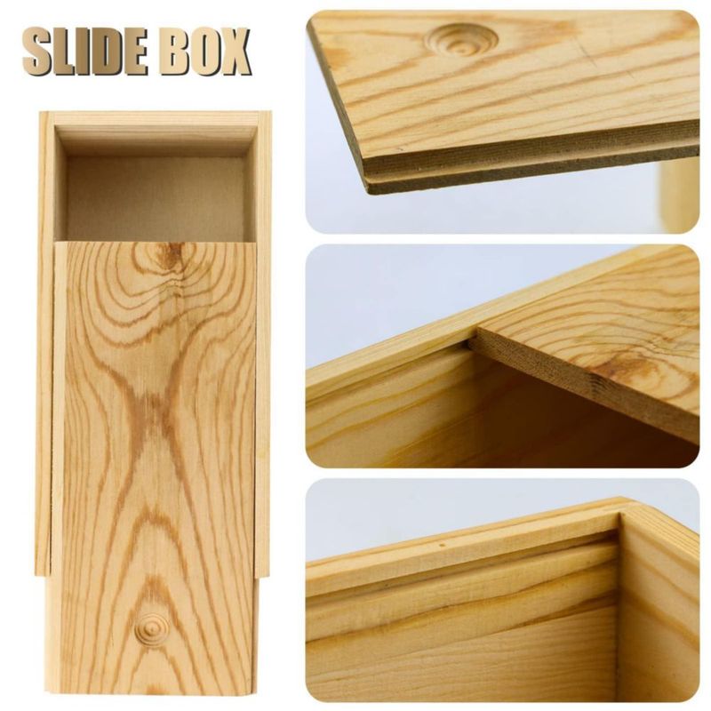 Caja de almacenamiento BILLIOTEAM 20x10x8 cm de madera con tapa deslizante