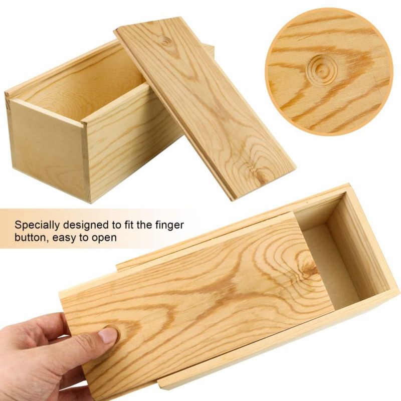 Caja de almacenamiento BILLIOTEAM 20x10x8 cm de madera con tapa deslizante