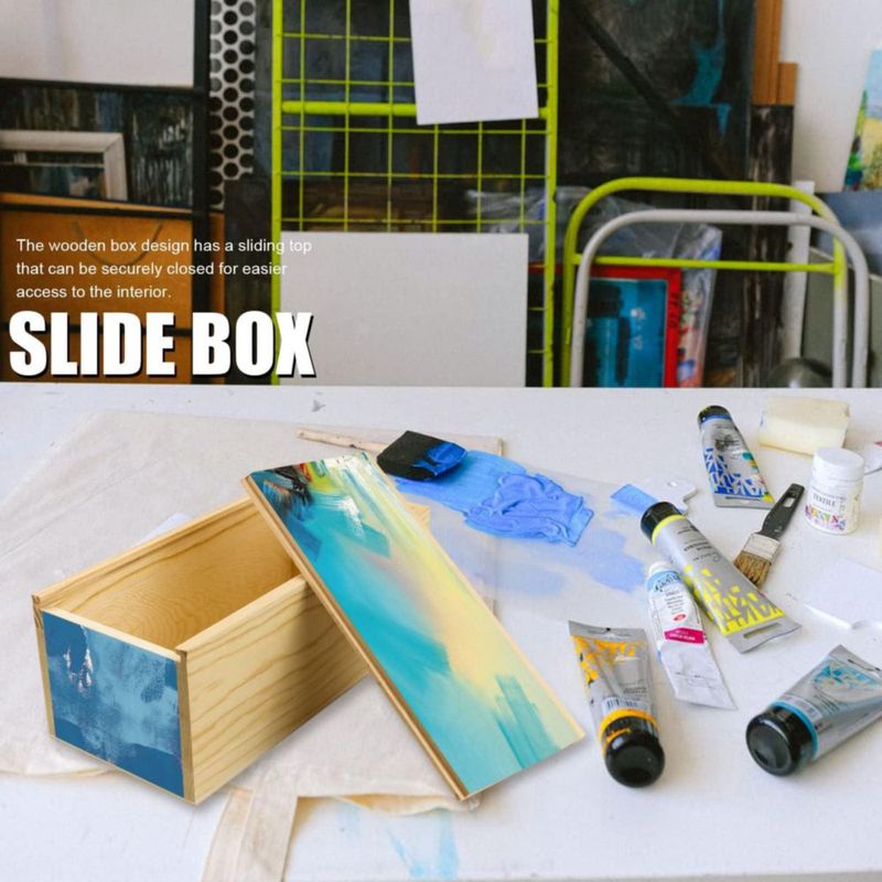 Caja de almacenamiento BILLIOTEAM 20x10x8 cm de madera con tapa deslizante