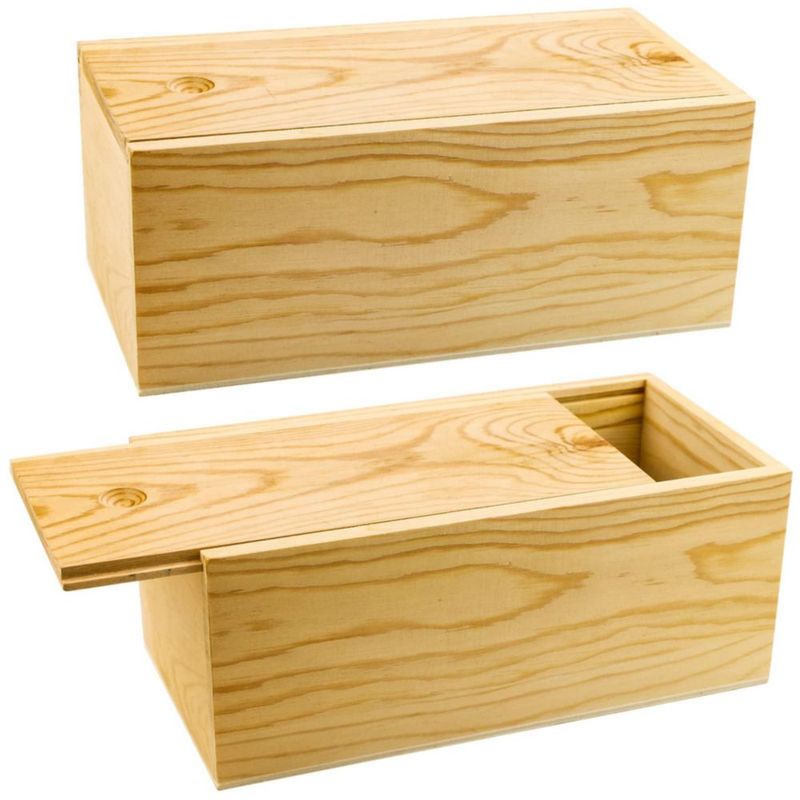 Caja de almacenamiento BILLIOTEAM 20x10x8 cm de madera con tapa deslizante