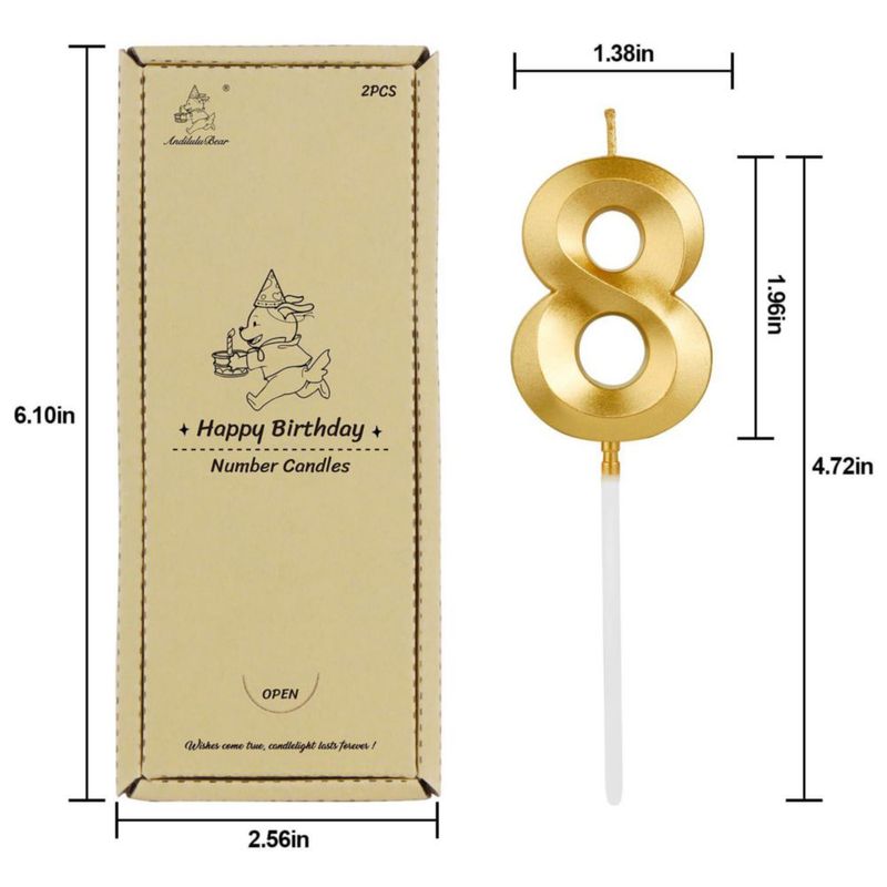 Velas de Cumpleaños AndiluluBear 5 cm Oro Champán 28