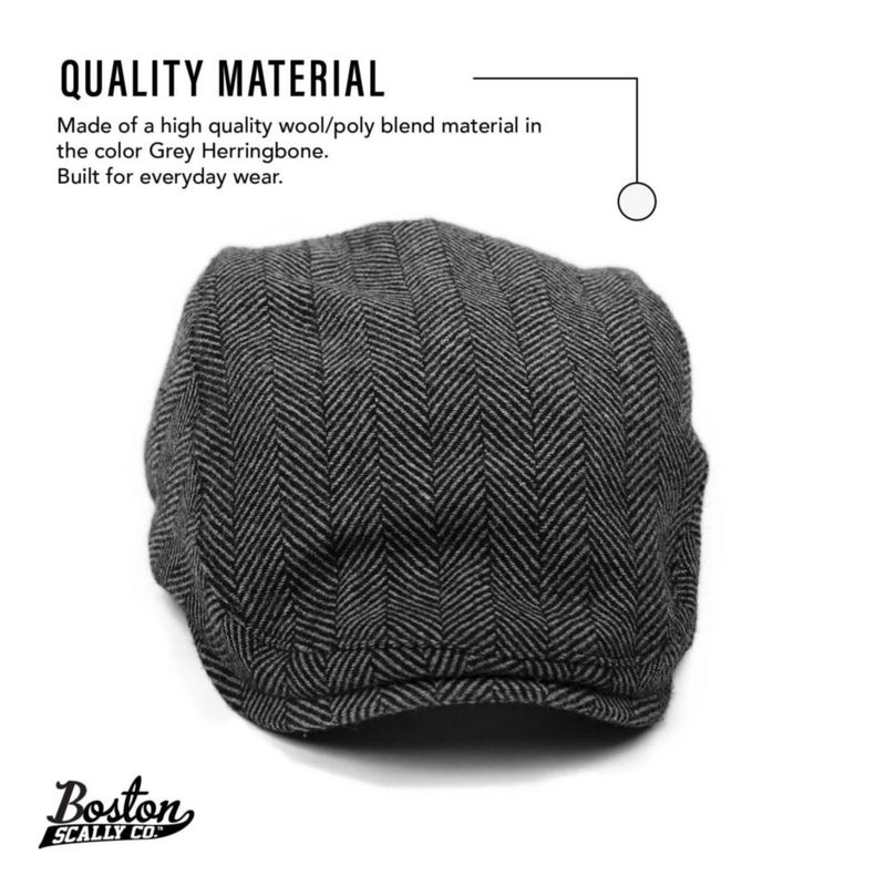 GORRA Boston Scally Co. S Gris con patrón espina de pescado mezcla de lana