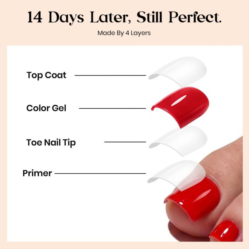 Uñas postizas para pies Beetles Gel Polish 150 piezas - Rojo