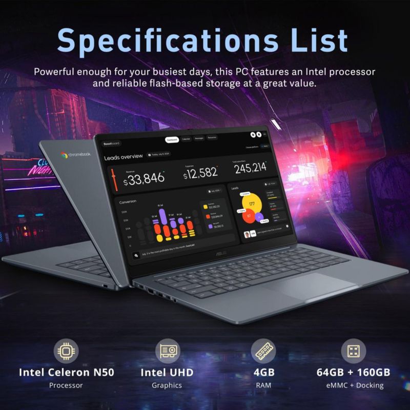 Chromebook ASUS CX14 14" 4 GB 224 GB Gris Crepúsculo