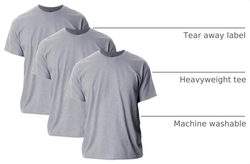 Camiseta Gildan G2000 Gris Deportivo Pack de 3 - Talla S