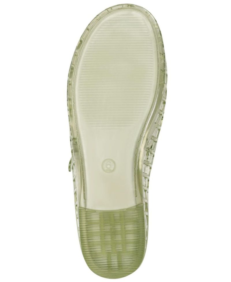 Zapato plano tipo ballet DKNY talla 7 verde celadón con material jelly estilo Mary Jane