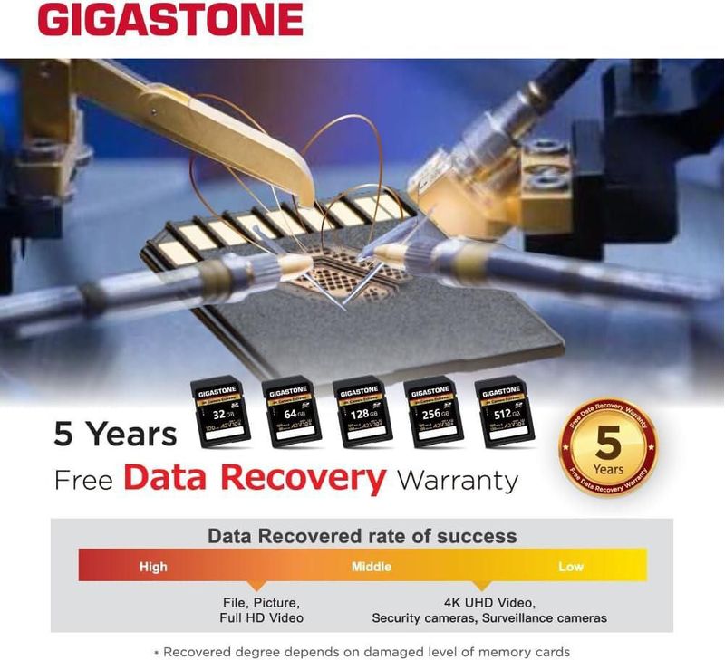 Tarjeta SD GIGASTONE 128 GB (2 unidades) UHS‑I A2 V30 170 MB/s