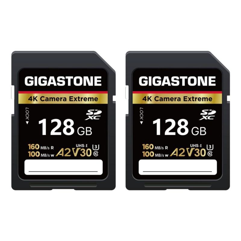 Tarjeta SD GIGASTONE 128 GB (2 unidades) UHS‑I A2 V30 170 MB/s