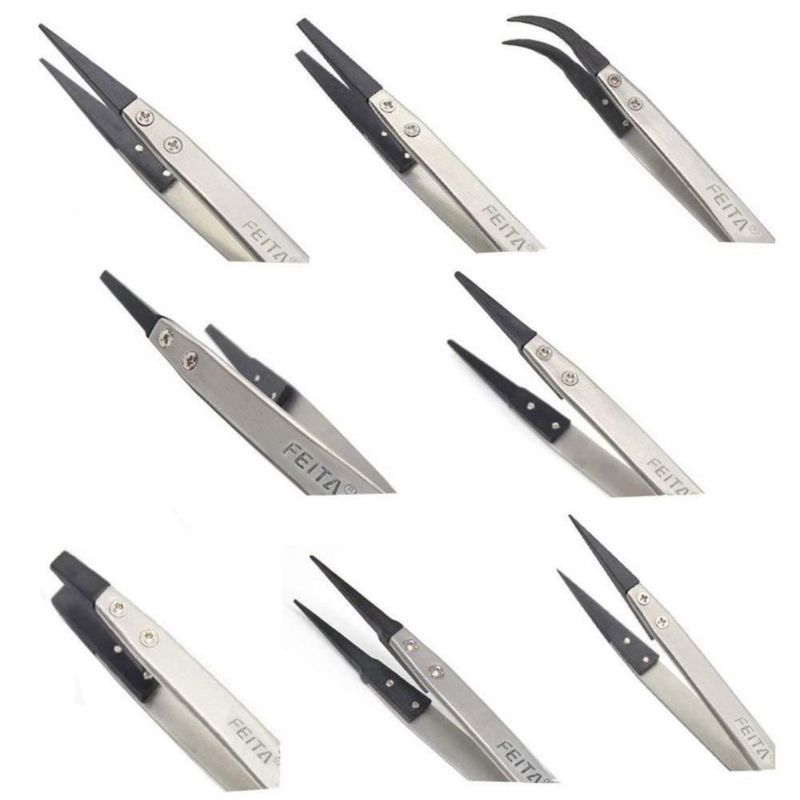 Set de 8 pinzas FEITA ESD de acero inoxidable
