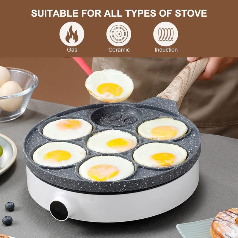 Sartén para Panqueques Bobikuke 26 cm Antiadherente de 7 Moldes Plateado
