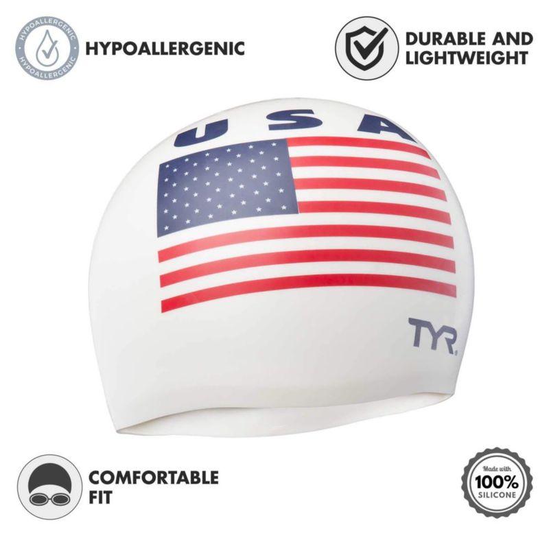 Gorro de natación TYR de silicona blanco
