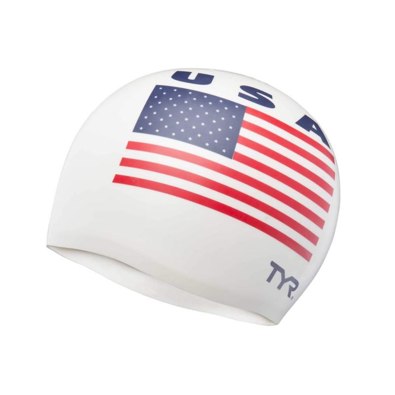 Gorro de natación TYR de silicona blanco
