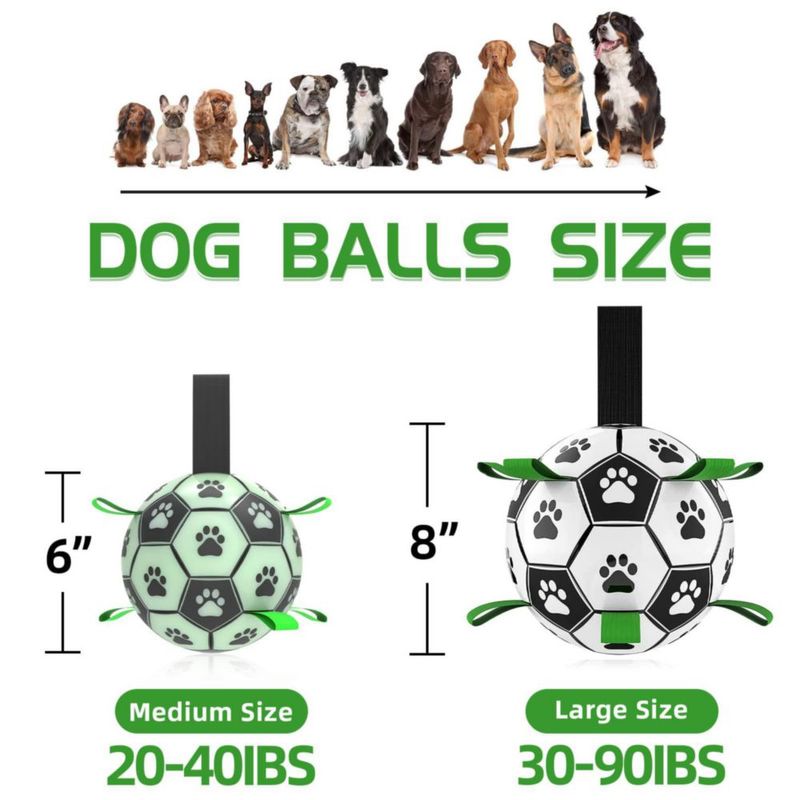 Balón de fútbol QDAN para perros grandes que brilla en la oscuridad