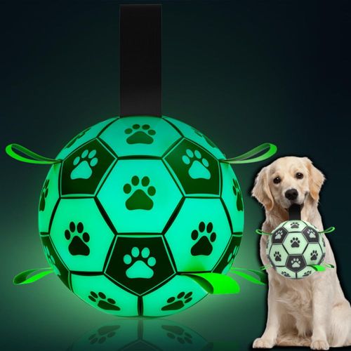 Balón de fútbol QDAN para perros grandes que brilla en la oscuridad