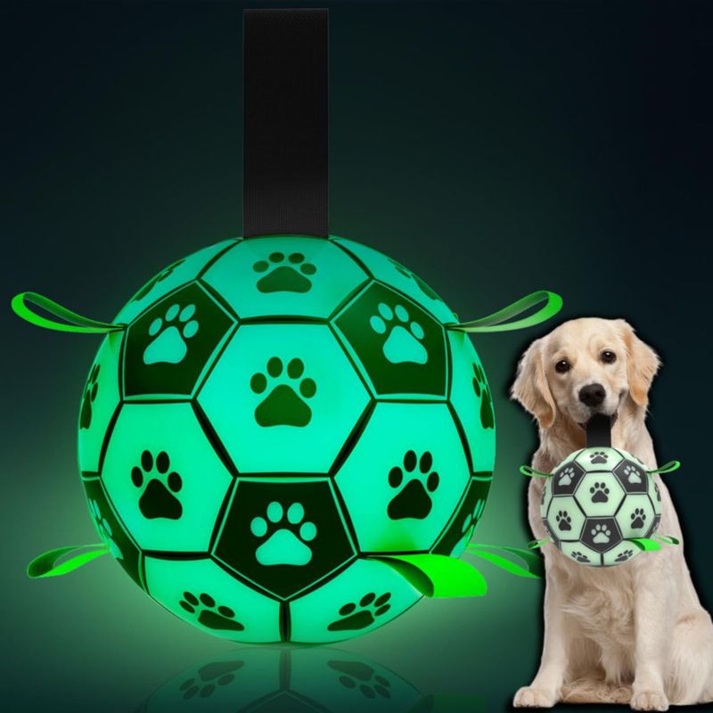 Balón de fútbol QDAN para perros grandes que brilla en la oscuridad