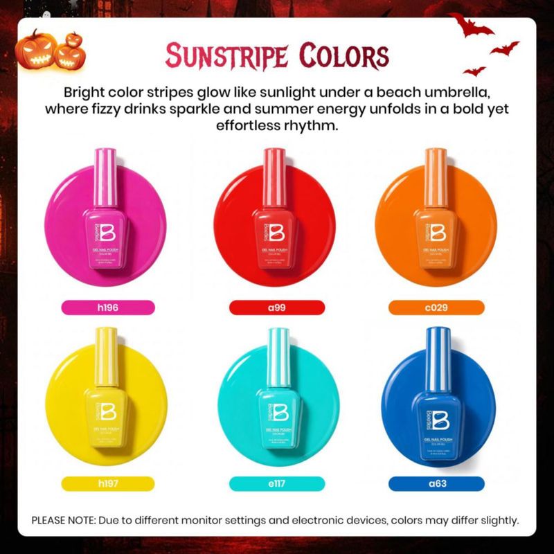 Set de esmaltes de uñas en gel Beetles – 6 colores de 9 ml – Edición Halloween