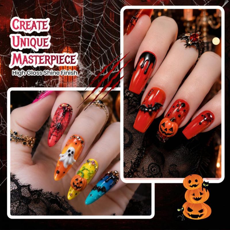 Set de esmaltes de uñas en gel Beetles – 6 colores de 9 ml – Edición Halloween