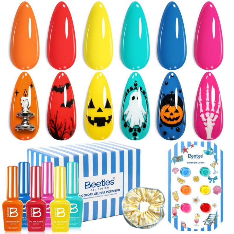 Set de esmaltes de uñas en gel Beetles – 6 colores de 9 ml – Edición Halloween