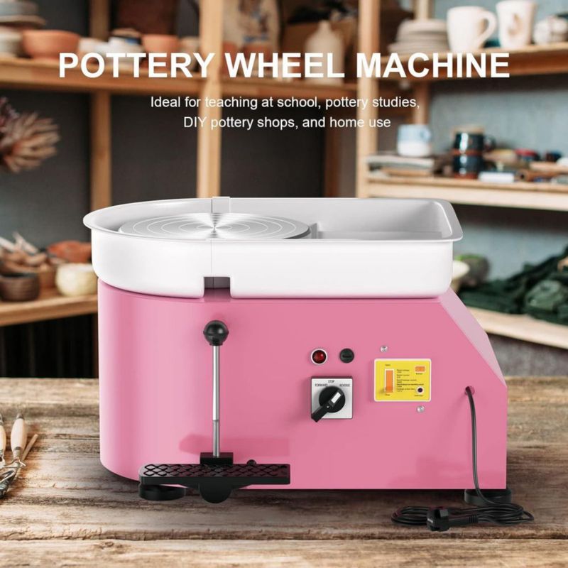 Torno de alfarería Homiesetify 25 cm 350 W rosa con herramientas