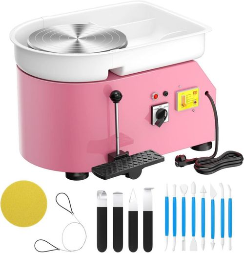Torno de alfarería Homiesetify 25 cm 350 W rosa con herramientas